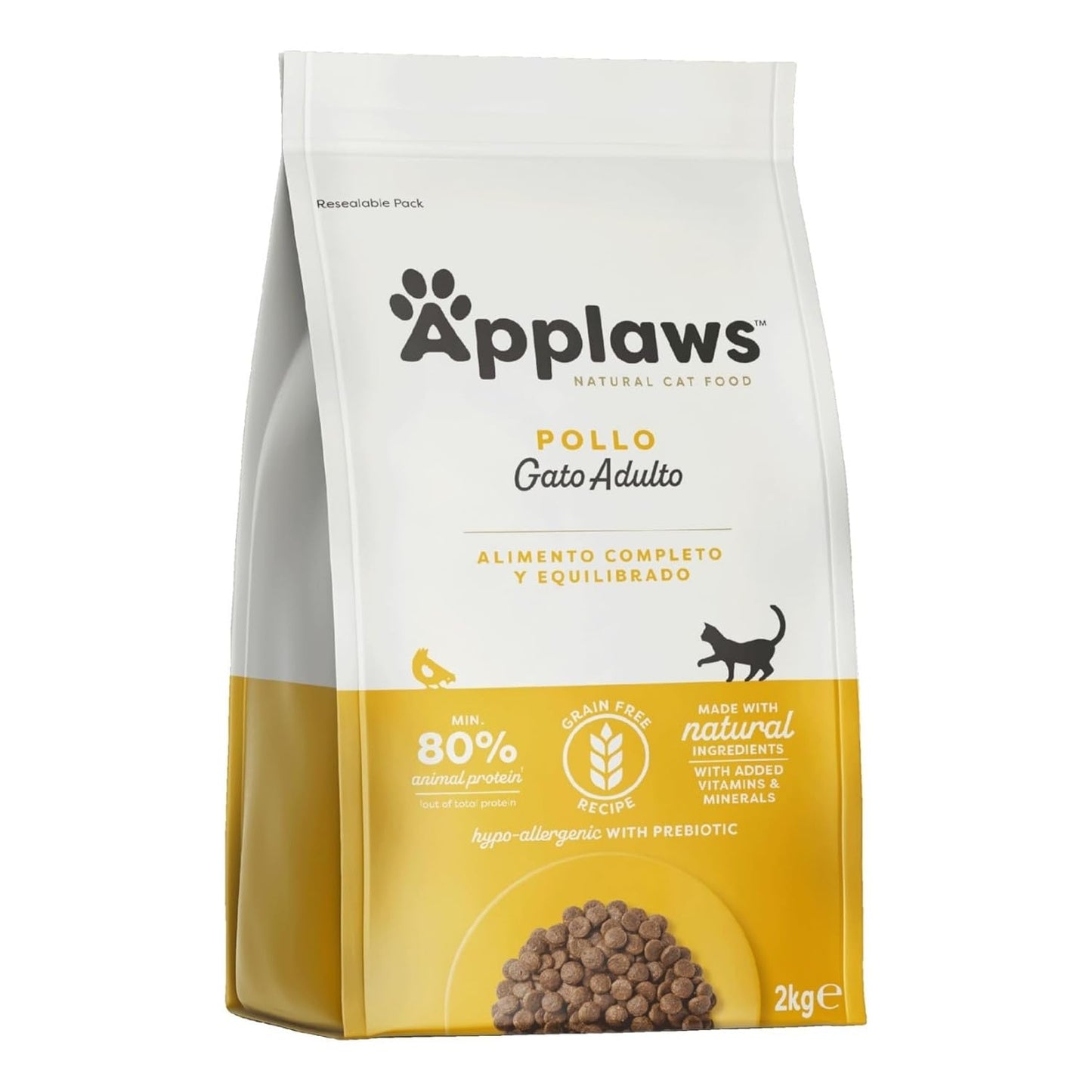 Applaws Natural Grain Free Alimento seco para gatos adultos, sabor pollo - Bolsa resellable 2 kg (Verpackung kann variieren)